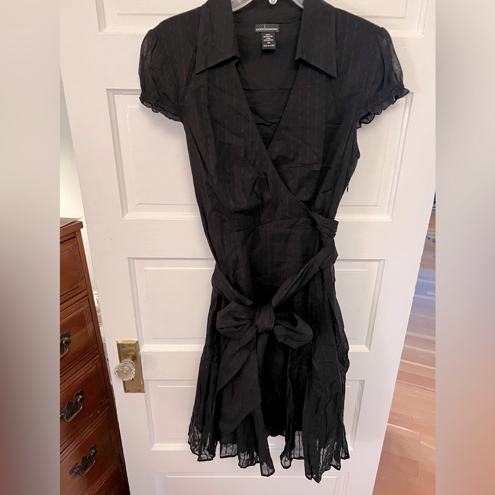 V-neck collared black dress